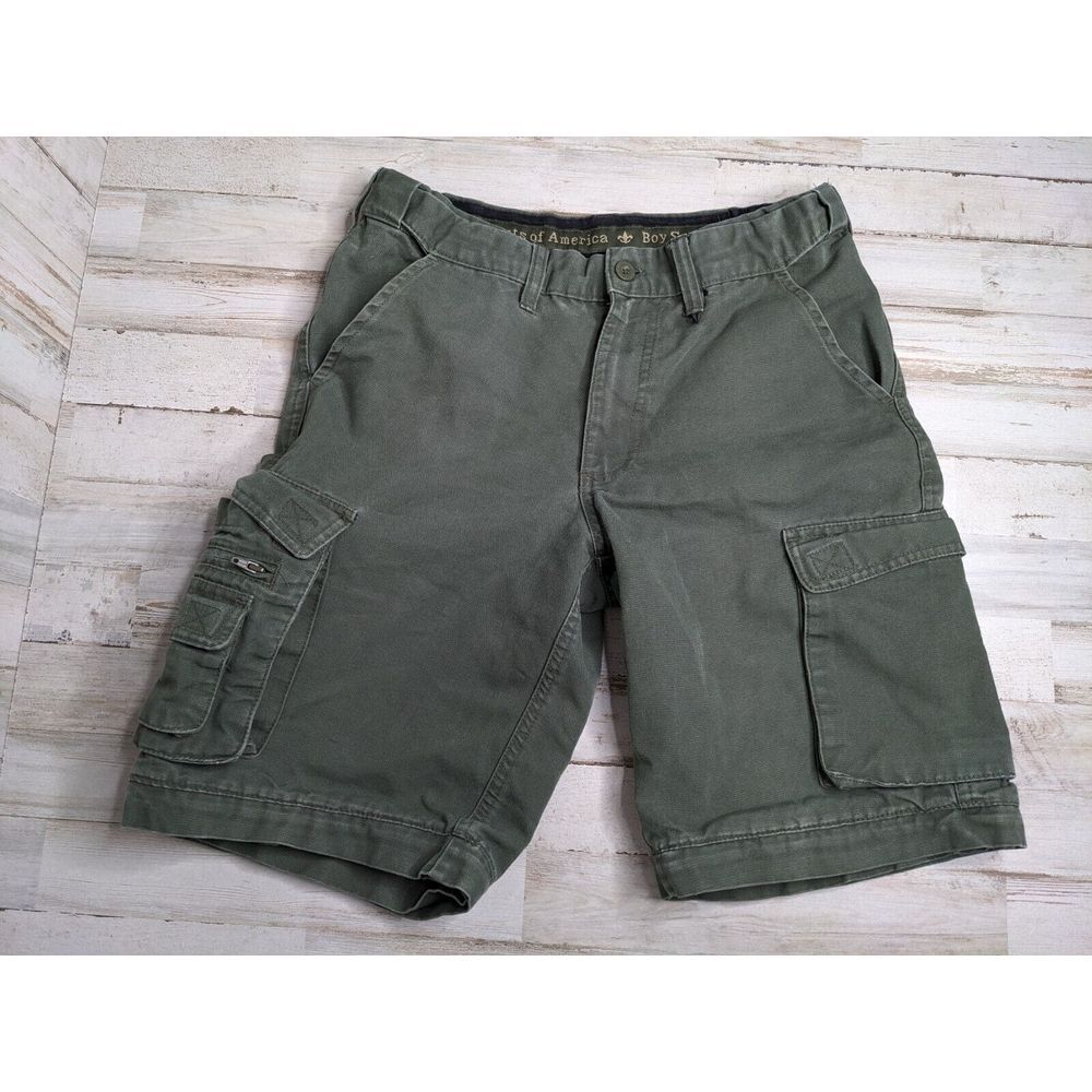 Boy Scout Shorts Youth 12 Measures 28x10 Convertible Cargo Uniform Green Zip Off